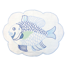 Carica l&#39;immagine nel visualizzatore di Gallery, Set-di-2 tovagliette e tovaglioli - Ovale pesce blu
