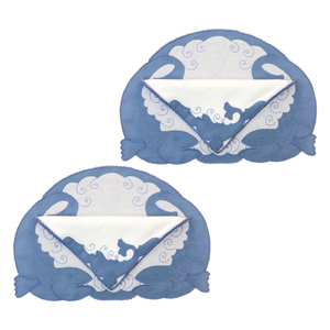 Set-di-2 tovagliette e tovaglioli - Ovale pesce blu