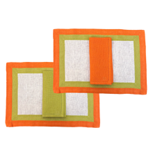 Carica l&#39;immagine nel visualizzatore di Gallery, Set-di-2 tovaglietta e tovagliolo Capri arancione e verde
