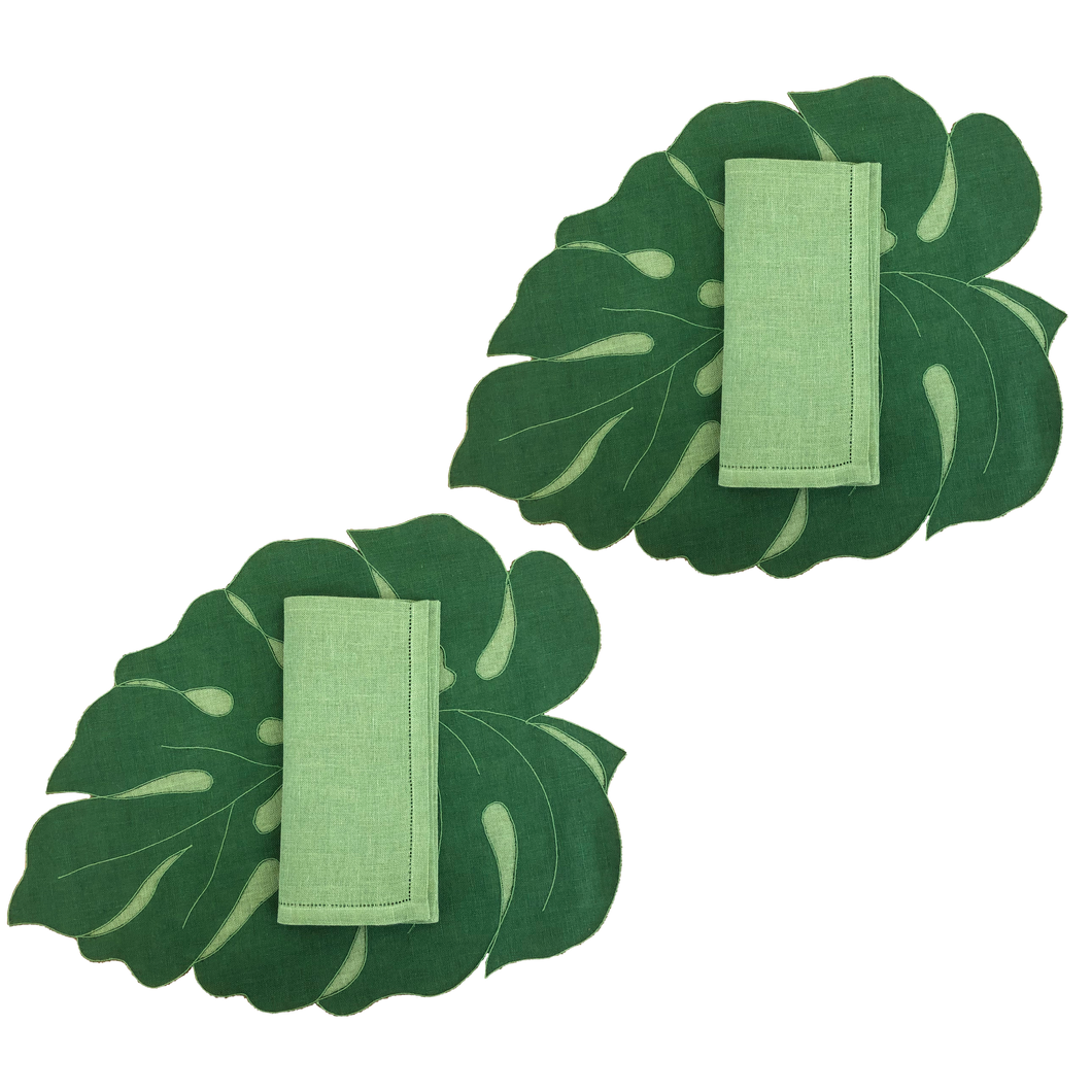 Set-di-2 tovagliette Foglia tropicale verde