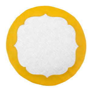 Set-of-2 placemats and napkins - white and yellow