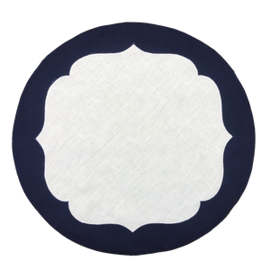 Set-of-2 placemats and napkins - white and blue