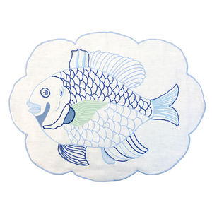 Set-di-2 tovagliette e tovaglioli - Ovale pesce blu