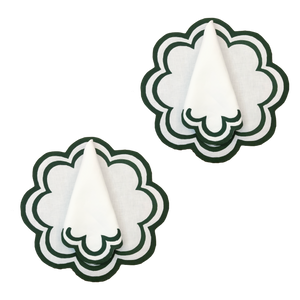 Set-di-2 tovagliette e tovaglioli - bianco e verde
