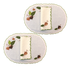 Load image into Gallery viewer, Set-of-2 placemats and napkins - Chestnut oval
