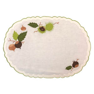Set-of-2 placemats and napkins - Chestnut oval