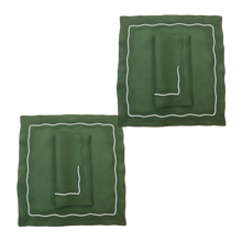 Carica l&#39;immagine nel visualizzatore di Gallery, Set-di-2 tovagliette e tovaglioli - Quadrato verde
