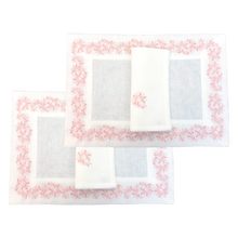 Load image into Gallery viewer, Set-of-2 Placemats and Napkins Pink Foglia di menta
