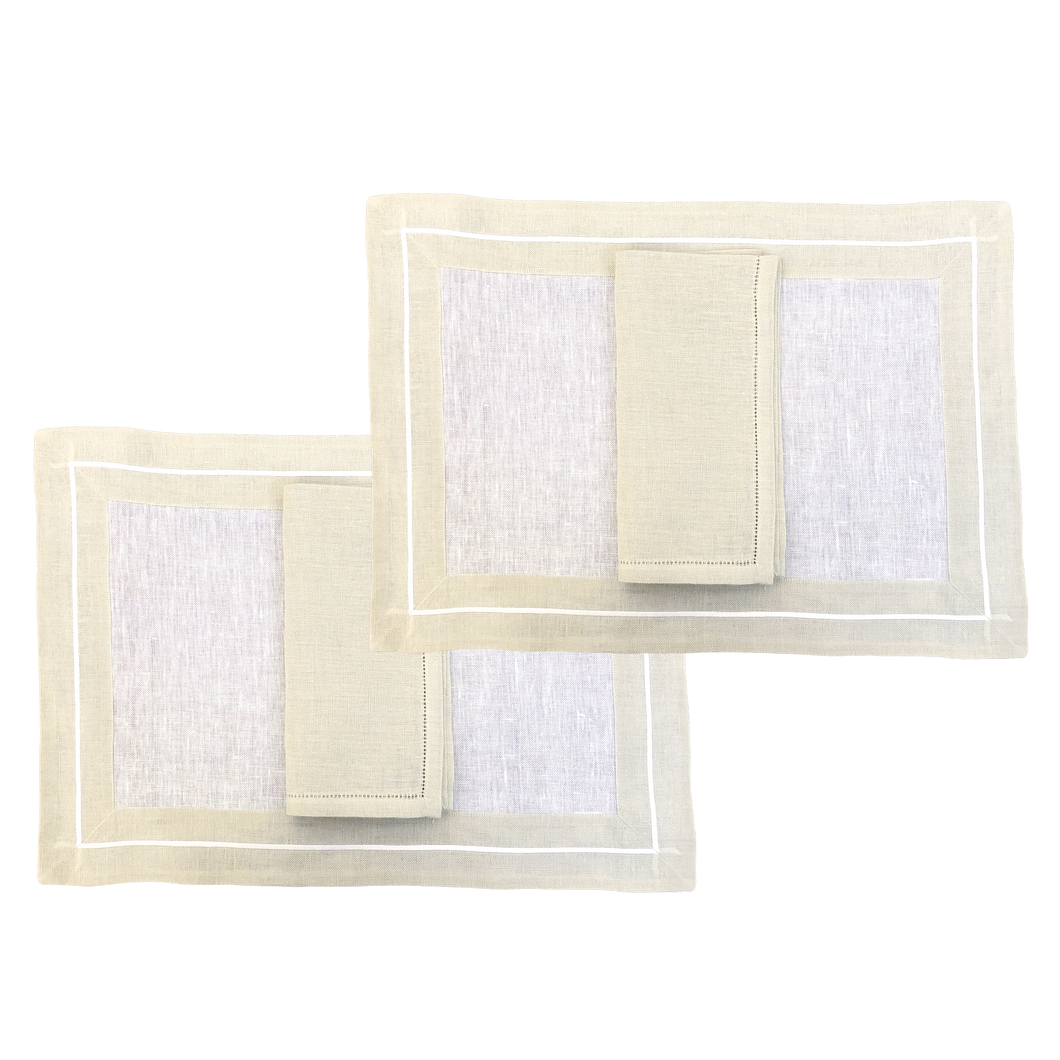Set-of-2 placemats and napkins Isola beige