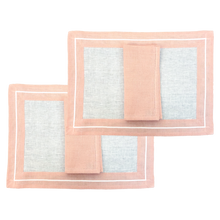 Load image into Gallery viewer, Set-of-2 pink Isola placemats and napkins
