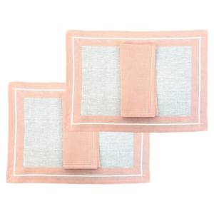 Set-of-2 pink Isola placemats and napkins
