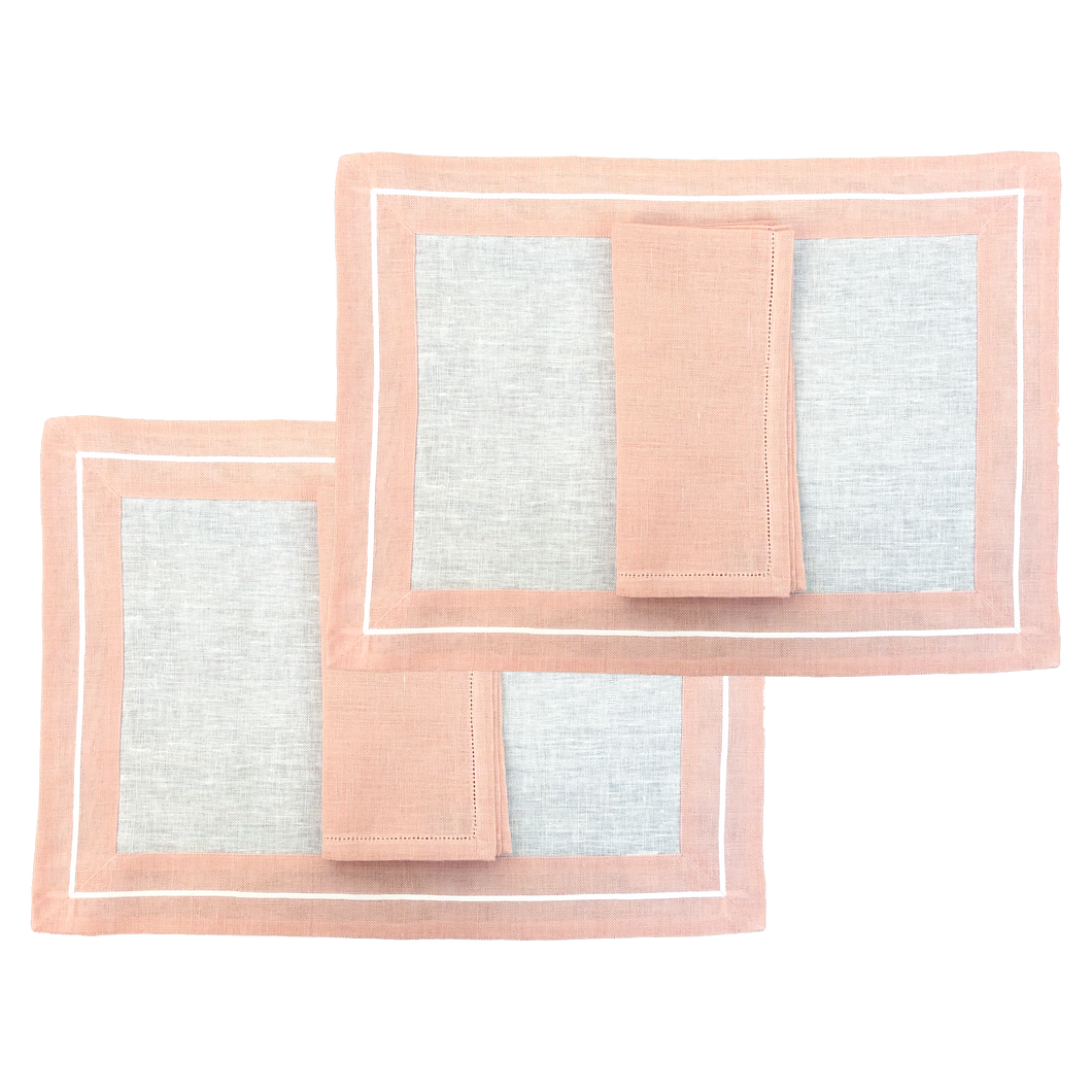 Set-of-2 pink Isola placemats and napkins