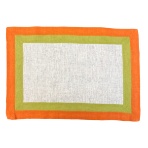 Set-of-2 placemat and napkin Capri orange and green
