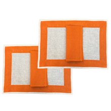Load image into Gallery viewer, Set-of-2 New Elba orange placemats and napkins
