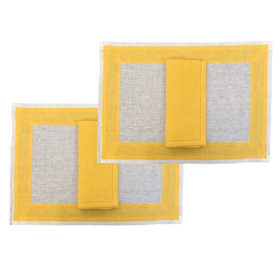 Set-of-2 placemats and napkins New Elba yellow