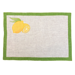 Set-of-2 lemon Zagare placemats and napkins