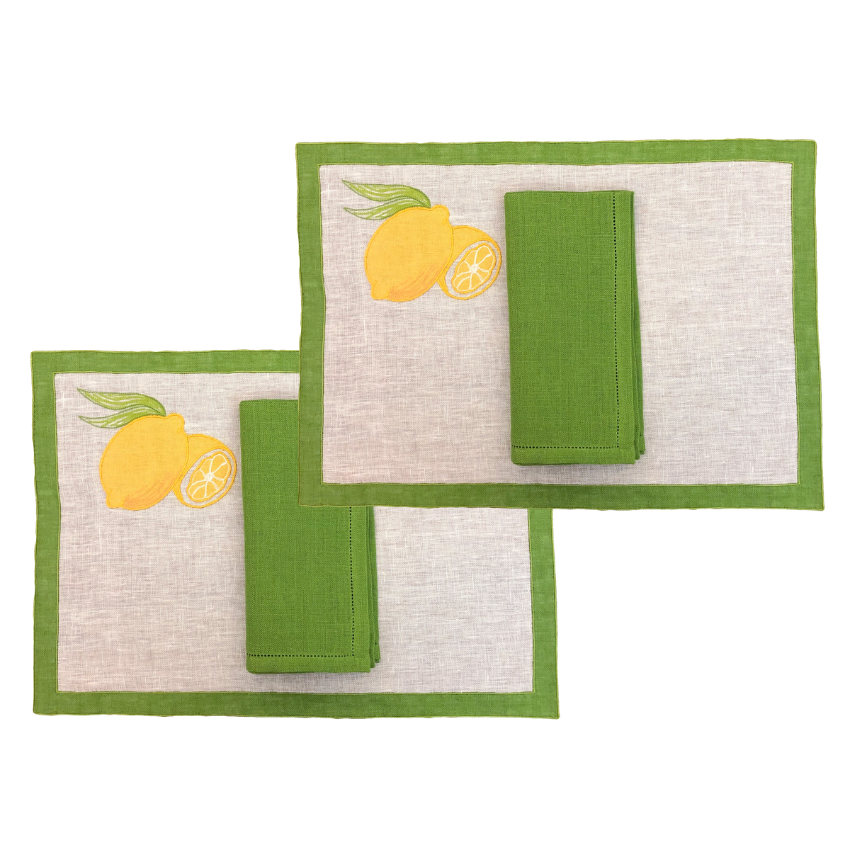 Set di 2 tovagliette e tovaglioli zagare limoni
