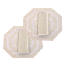 Load image into Gallery viewer, Set-of-2 placemats and napkins Octagonal beige
