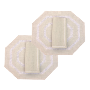 Set-of-2 placemats and napkins Octagonal beige