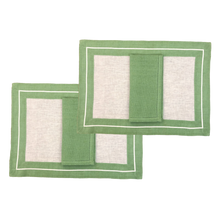 Load image into Gallery viewer, Set-of-2 placemats and napkins Isola green
