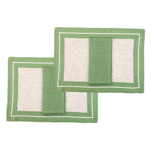 Set-of-2 placemats and napkins Isola green