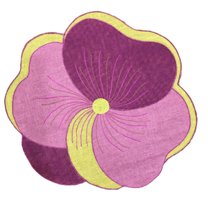 Set-of-2 purple, lilac and green pansy placemats
