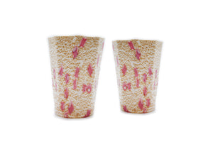 SET of 2 glasses - Octagonal glass with pink Murrina