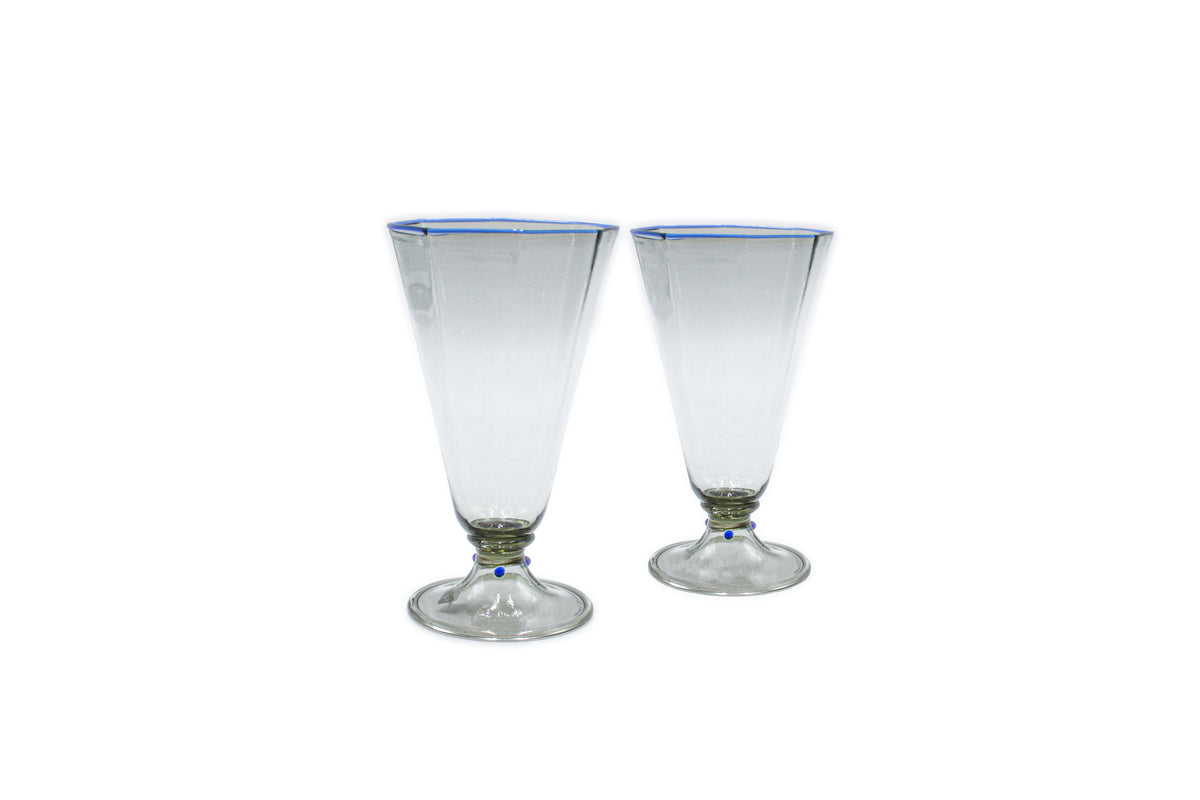 Set di 2 bicchieri ottagonali con base