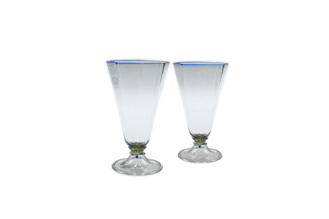 Set di 2 bicchieri - Bicchiere ottagonale con base