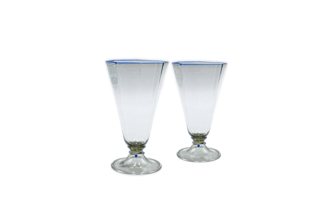 Set of 2 glasses - Octagonal glass with base