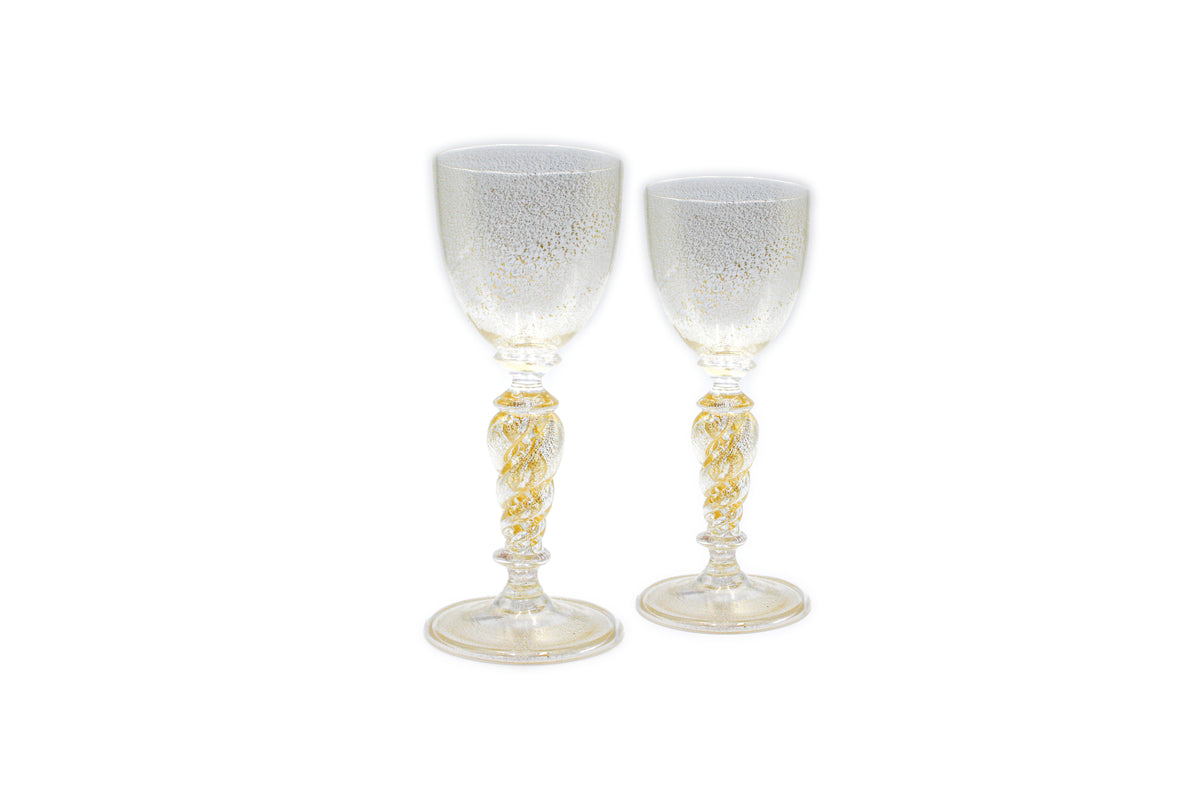 Set di 2 calici micro con dettagli in oro
