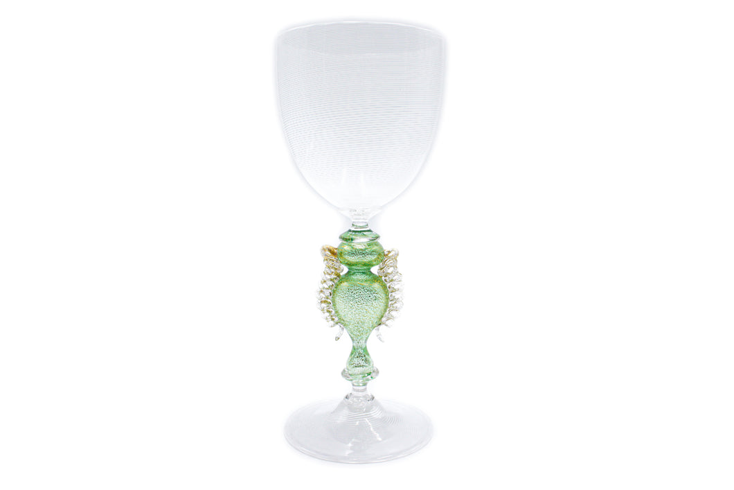 White and green chalice - filigree - Veronese