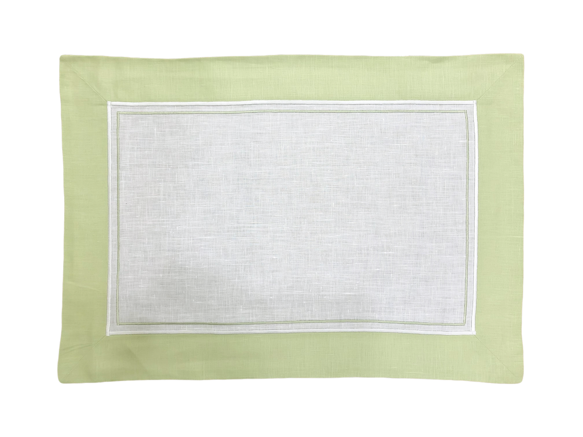 Set di 2 tovagliette e tovaglioli primula verde chiaro e bianco