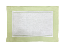 Load image into Gallery viewer, Set-of-2 light green and white Primula placemat and napkin
