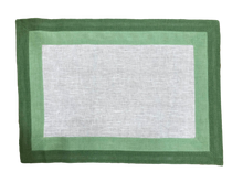 Load image into Gallery viewer, Set-of-2 green Capri placemat and napkin
