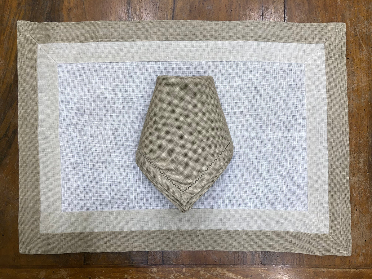 Capri - Set di 2 tovagliette e tovaglioli beige