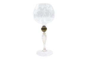 Crystal goblet - with engraved harvest - black and gold ball - baloon