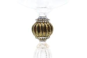 Calice cristallo - con vendemmia incisa - palla nero e oro - baloon