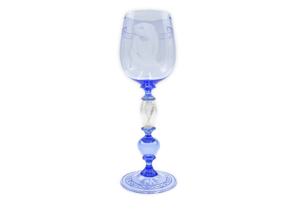 Light blue chalice - Engraved woman - closed tulip