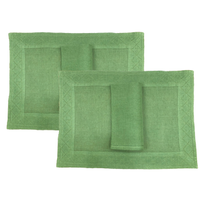 Set-of-2 placemats and napkins Genziana green