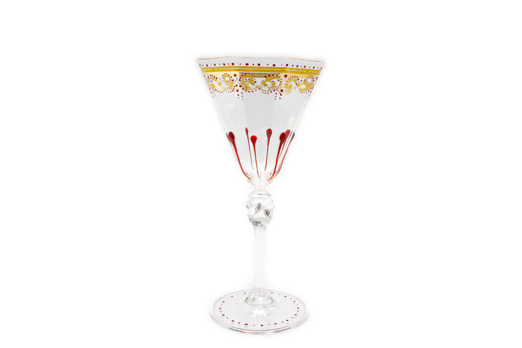Crystal goblet - decorated - hexagonal