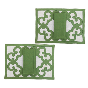 Set-of-2 placemats and napkins Cancelli green