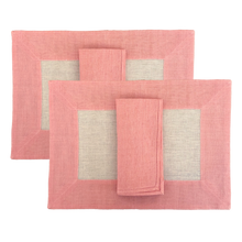 Load image into Gallery viewer, Set-of-2 pink Erika placemats and napkins
