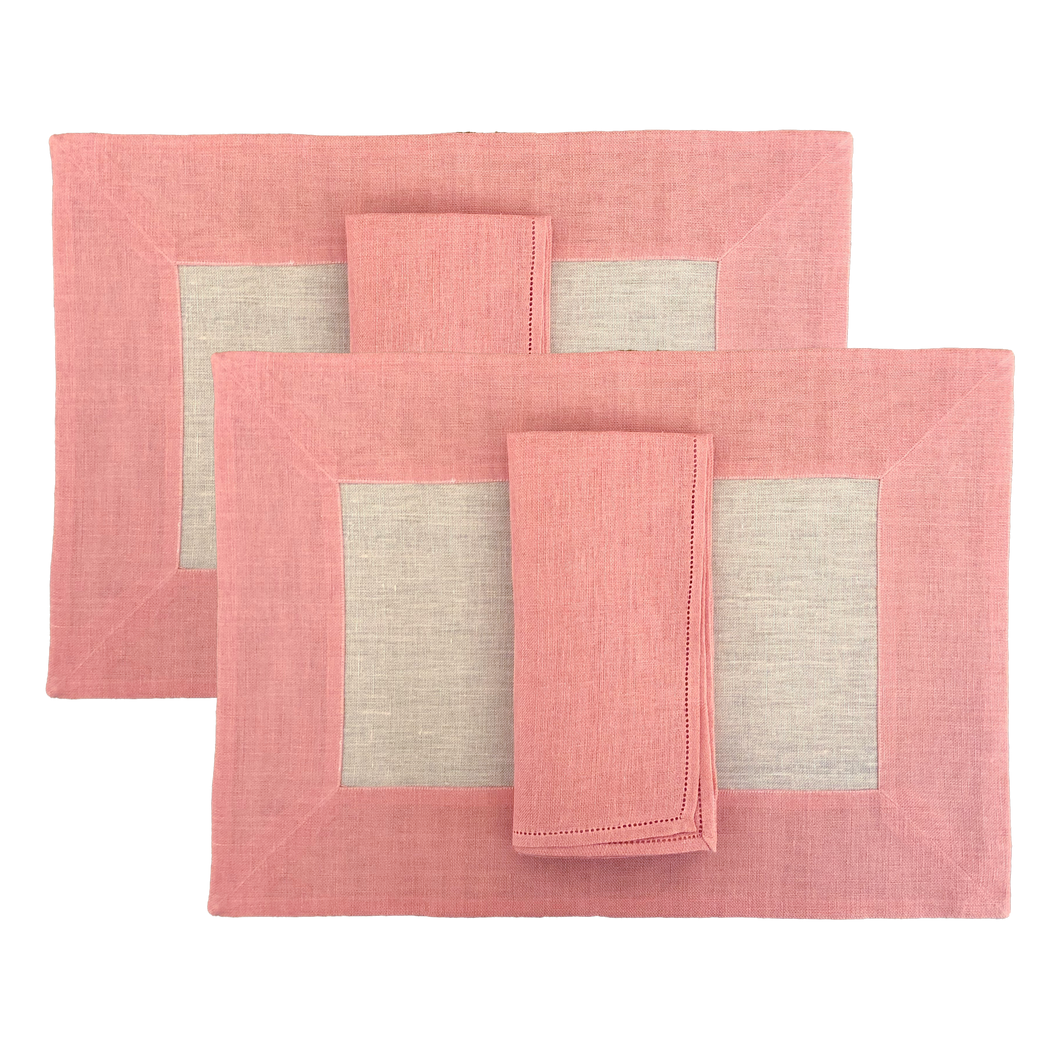 Set-of-2 pink Erika placemats and napkins