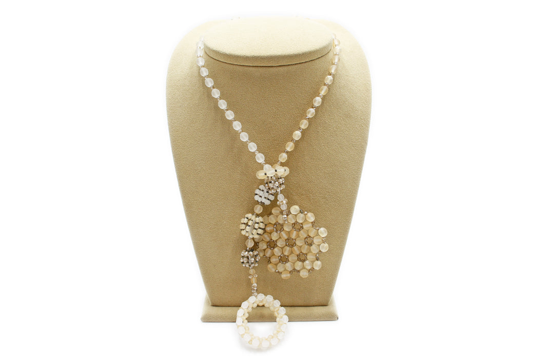 White and light brown necklace - 50 cm