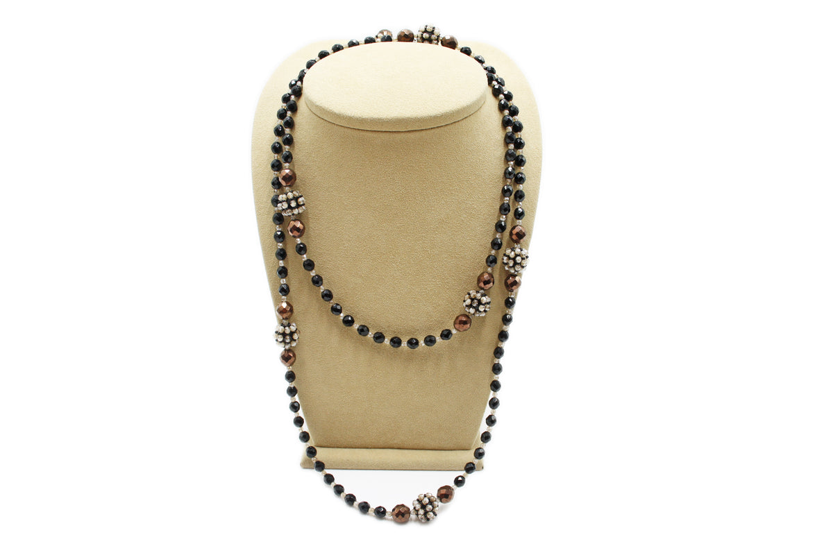 Collana 6 palle - nera, marrone-thumbmail-4