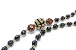 6 balls necklace - black, brown