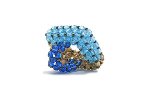 Square ring - double color - blue and brown