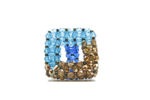 Square ring - double color - blue and brown