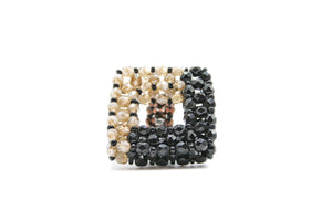 Square ring - double color - black and smoky